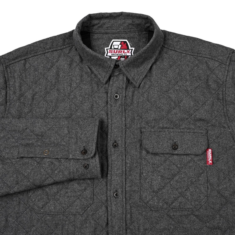 Surly Brewing Shirt‎ Mens Large Shacket Quilted Lined Wool Blend Beer Work L/S